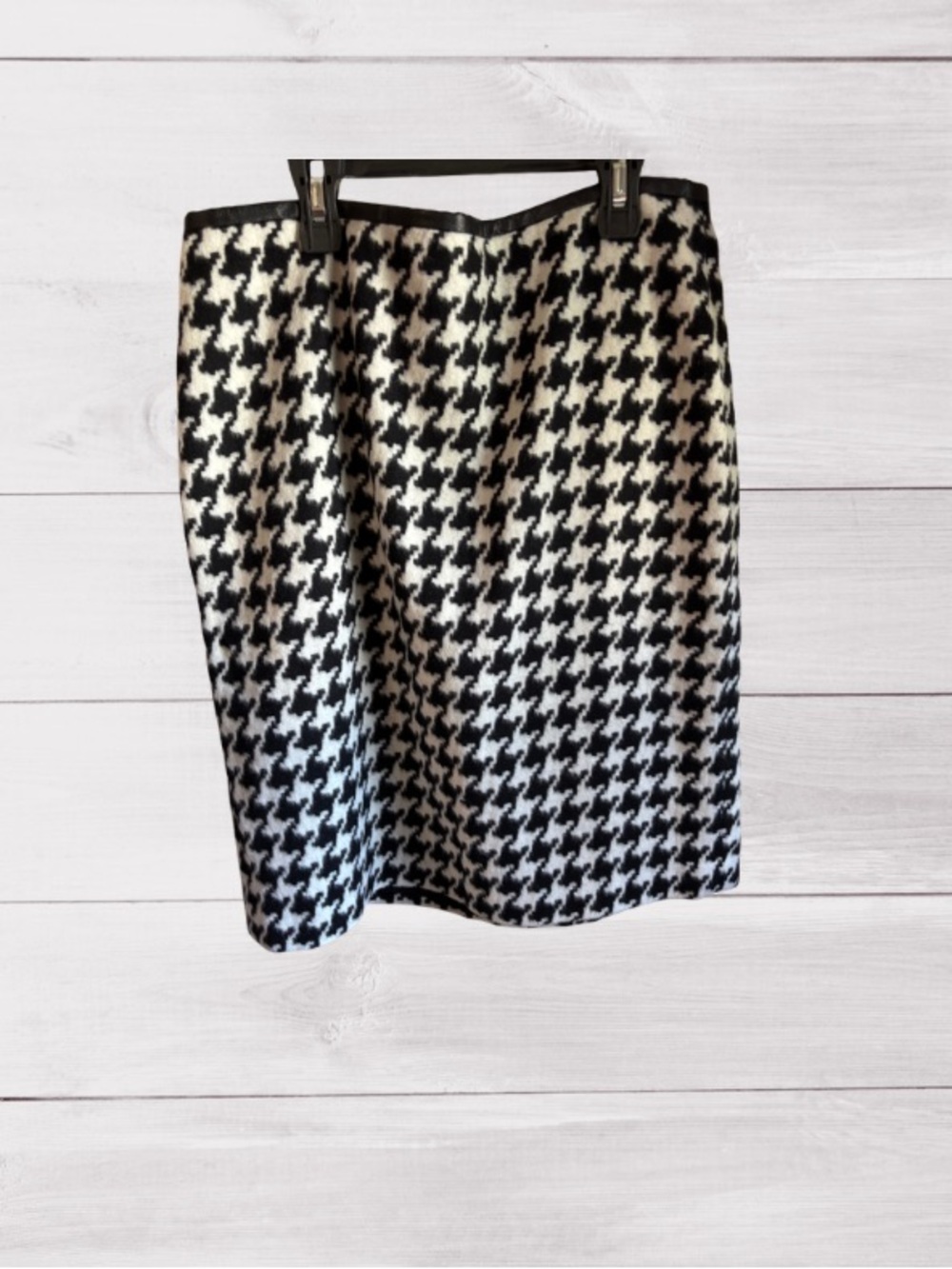 Talbots Black and White Houndstooth Pencil Skirt
